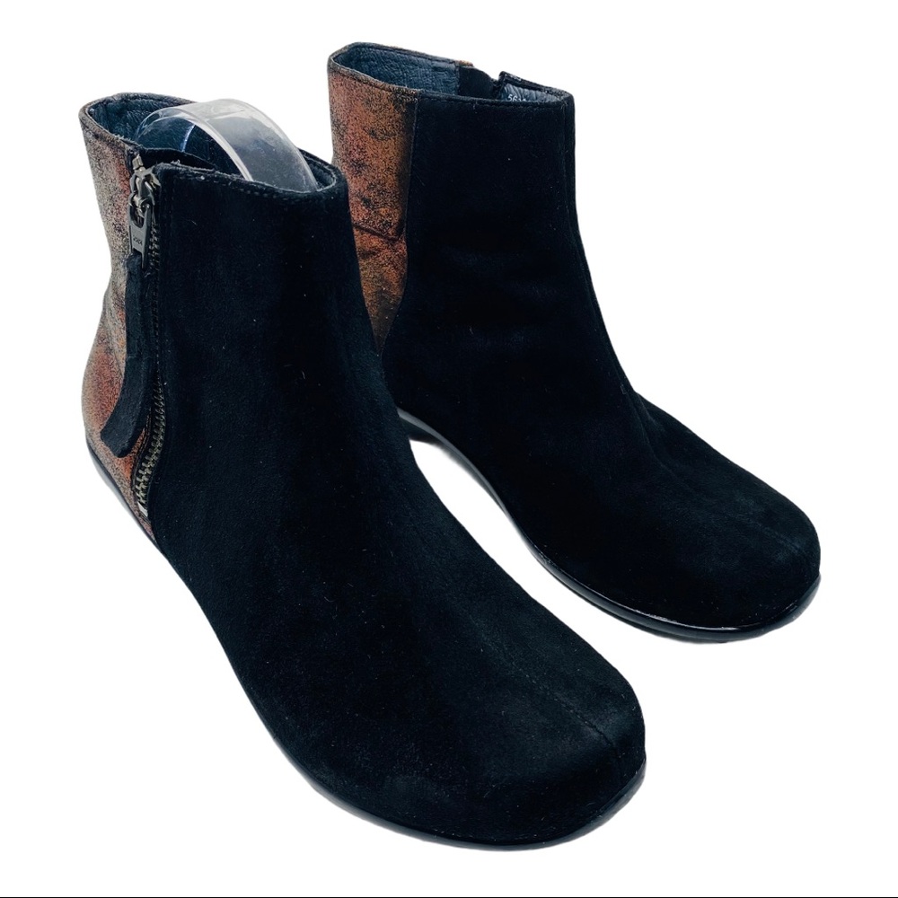 Dansko Otis Booties Size EU 36 US 6 Ankle Boots Black Zipper Bronze